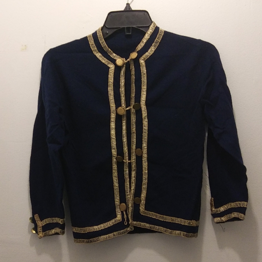 Tailor Vintage Navy and Gold Cardigan